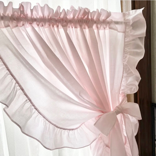 リボンカフェカーテン♡ピンクのお花ミラーレース リボンカフェカーテン♡ピンクのお花ミラーレース リボンカフェ