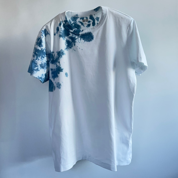 藍染クルーネックTシャツ・陰（半袖レディースXXL） 1枚目の画像