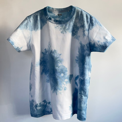 藍染クルーネックTシャツ・華（半袖レディースXXL） 1枚目の画像