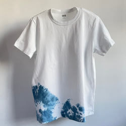 藍染クルーネックTシャツ・向（半袖レディース3XL） 1枚目の画像