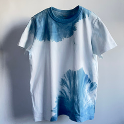 藍染クルーネックTシャツ・月（半袖レディース3XL） 1枚目の画像