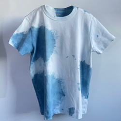 藍染クルーネックTシャツ・斑（半袖レディース3XL） 1枚目の画像
