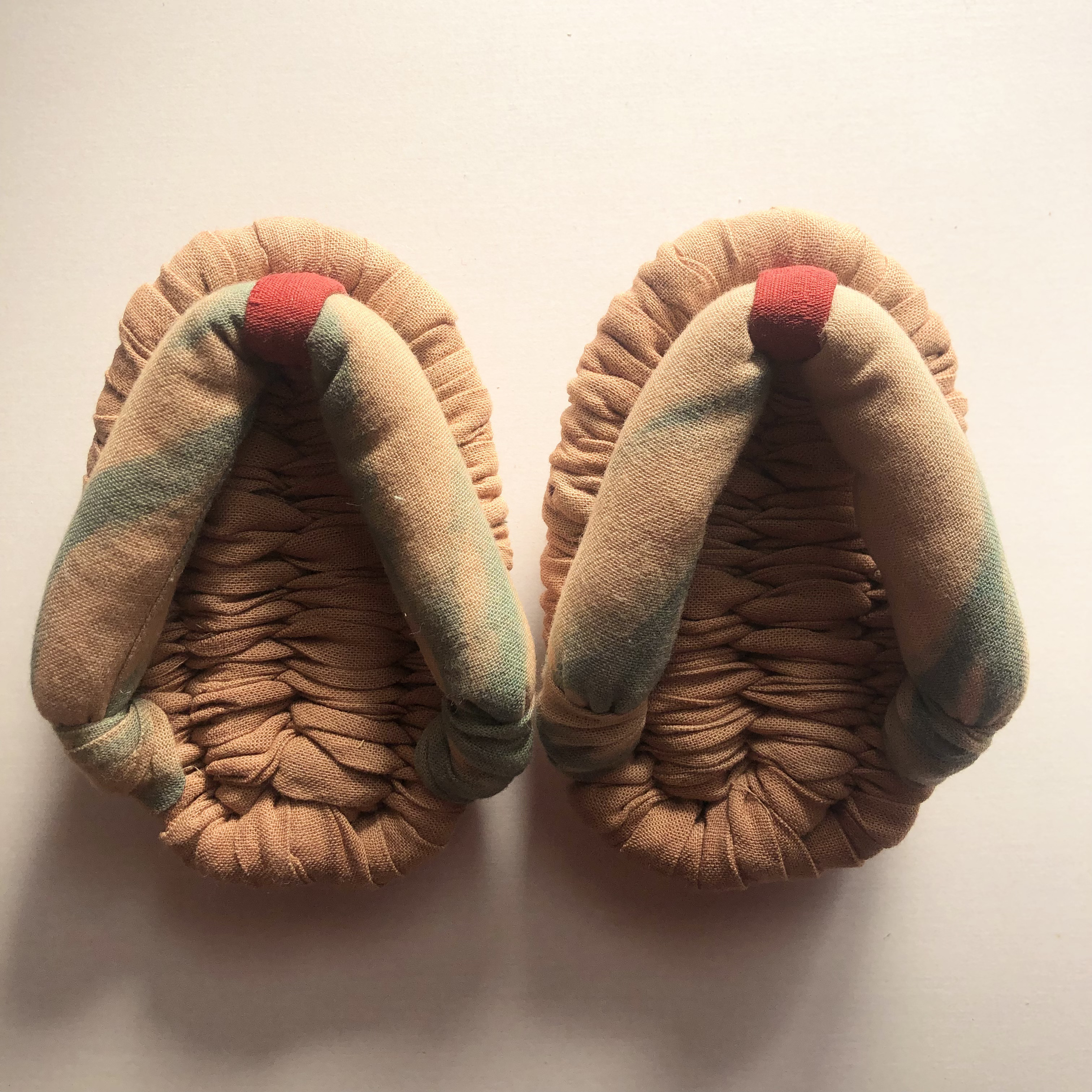 S天然素材だけで作った足半ぞうり(22〜23.5cm) /ルームシューズ/柿渋染と正藍染/雪駄