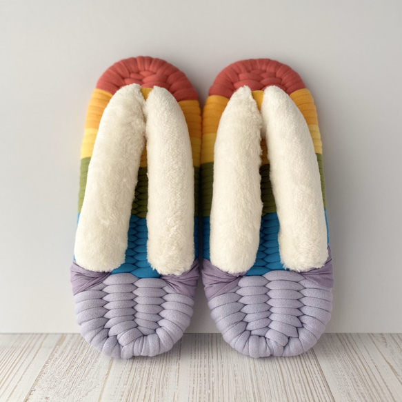 布ぞうり★　もこさん ♪ フワモコ鼻緒の布ぞうり Mサイズ オーガニックファー コットン ルーム