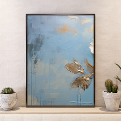 アートポスター ボタニカル モダン 白い牡丹 青グレー 北欧風 フラワーデザイン ３枚セット 5250 3枚目の画像