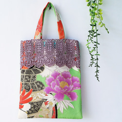 SALE○文庫本バッグ○牡丹(ｱﾝﾃｨｰｸ着物リメイク)ちいさなちいさなバッグ