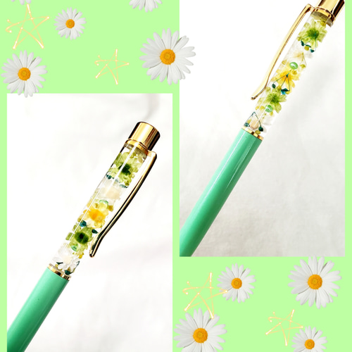 ボールペン　ハーバリウム　緑　黄緑　シルバー　オレンジ　ピンク　上司　プレゼント ボールペン ハーバリウム 緑 黄緑 シルバー オレンジ ピンク