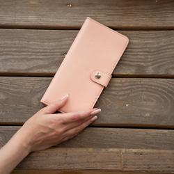 Sakura Pink とても薄い長財布 薄い 長財布 本革 革財布 レザーロングウォレット スリム スマート 1枚目の画像