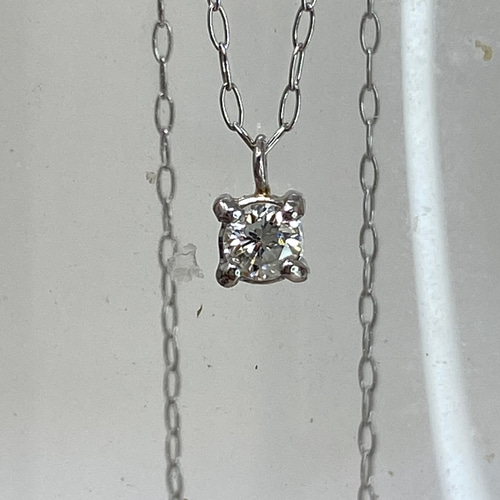 Pt850 天然エメラルド 0.23ct ネックレストップ ダイヤ0.38ct