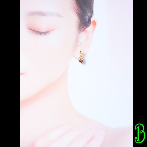 葡萄デザインあこや真珠ピアス『りんりん手作』ゴールド 絶賛池蝶本真珠♥約8mm天然色ゴールド♪パールピアス『りんりん