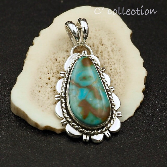 C2N-6 Old Kingman Silver Pendant Top オールドキングマン