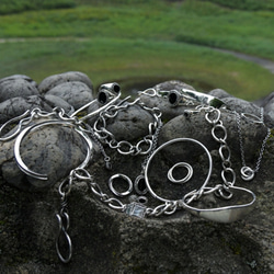 silver925 耳環 -mirrorstone Pierce-（方形）耳環 縟瑪瑙 第6張的照片