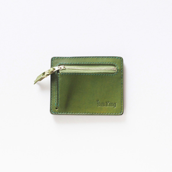 ミニマルウォレット　グリーン　薄いお財布　フラグメントケース 2枚目の画像