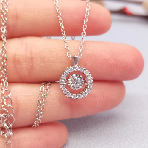 newデザイン】ダンシング モアサナイト ダイヤ ネックレス k18WG  