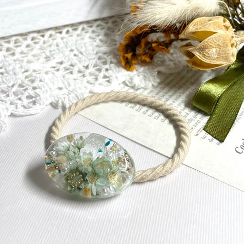 秋いろ ／ ボタニカル レジン ヘアゴム ／ 大人 ドライフラワー