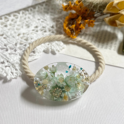 秋いろ ／ ボタニカル レジン ヘアゴム ／ 大人 ドライフラワー