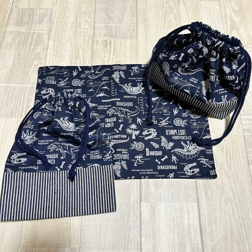 ランチョンマット 巾着 リボン ヒッコリー