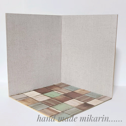 撮影用背景ボード（リネン×ブロック）【ドールハウス】 その他人形