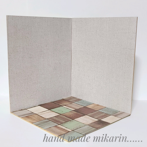 撮影用背景ボード（リネン×ブロック）【ドールハウス】 その他人形