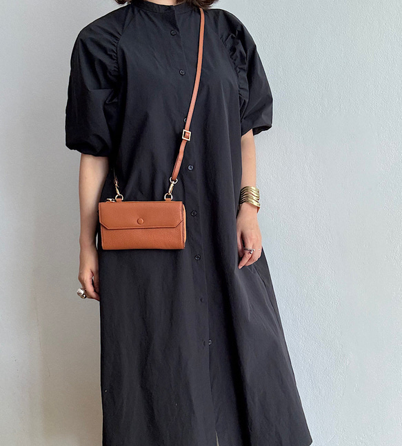 本革 　超軽量　お財布ショルダー　スマホショルダー　L字型財布　お財布ポシェット　長財布 