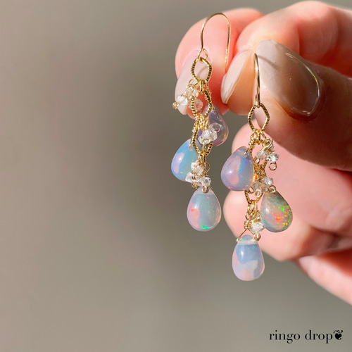 14kgfアイオライト・ニュアンスカラーオパールピアス/イヤリング