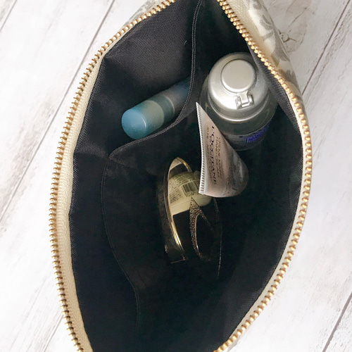 ツイード ホワイト ハンドメイドポーチ 化粧ポーチ 通帳入れ 小物入れ