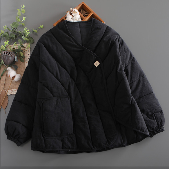 中綿 ジャケット レディース アウター ショートコート 防寒 大きいサイズ あたたか 冬服 キルティング ジャケット 3枚目の画像
