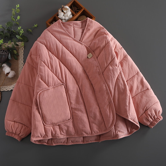 中綿 ジャケット レディース アウター ショートコート 防寒 大きいサイズ あたたか 冬服 キルティング ジャケット 2枚目の画像