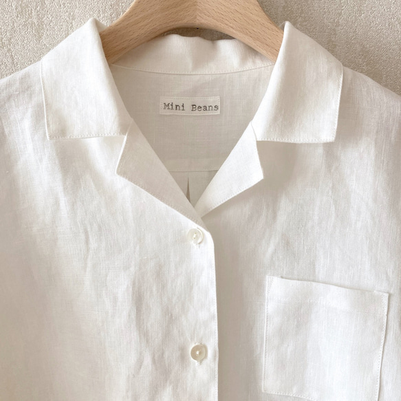[Ｓ]リネンオープンカラーシャツ/オフホワイト 8枚目の画像