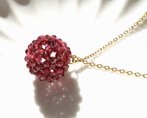 1月誕生石】ガーネット 神聖幾何学フラーレン ネックレス ネックレス