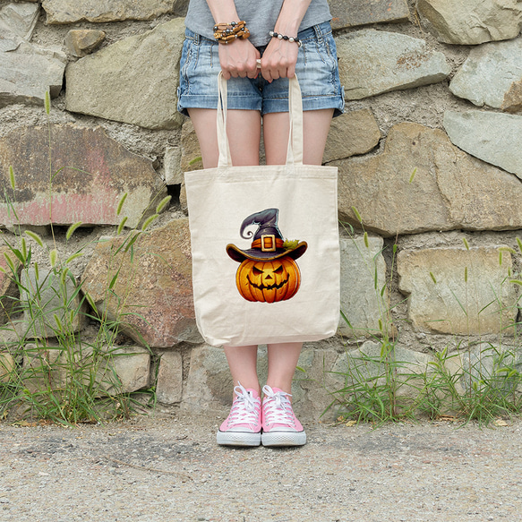 エコバッグ トートバッグ キャンバス Halloween ハロウィン オリジナルデザイン お買い物袋 受注印刷 帆布 3枚目の画像