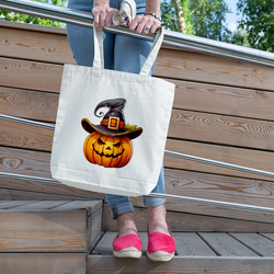 エコバッグ トートバッグ キャンバス Halloween ハロウィン オリジナルデザイン お買い物袋 受注印刷 帆布 4枚目の画像