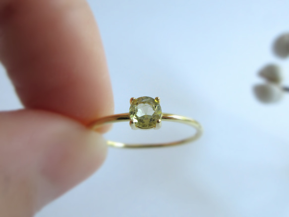 【八月生日石】4毫米高品質「黃色尖晶石」戒指 第8張的照片