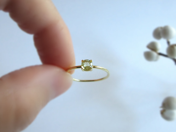 【八月生日石】4毫米高品質「黃色尖晶石」戒指 第4張的照片