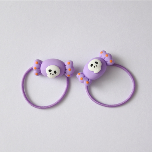 ヘアゴム【ハロウィン：ドクロキャンディ】2個セット ヘアゴム のび