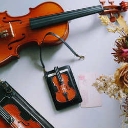 《特集掲載》個性派！ミニチュア【バイオリン】カードケース・ポイントカード入れ・カードホルダー※袋ラッピング無料 3枚目の画像