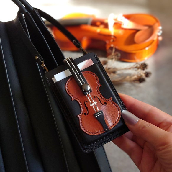 《特集掲載》個性派！ミニチュア【バイオリン】カードケース・ポイントカード入れ・カードホルダー※袋ラッピング無料 1枚目の画像