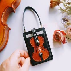 《特集掲載》個性派！ミニチュア【バイオリン】カードケース・ポイントカード入れ・カードホルダー※袋ラッピング無料 2枚目の画像