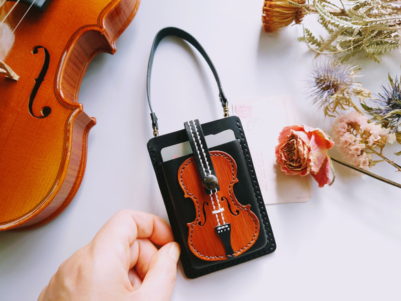 《特集掲載》個性派！ミニチュア【バイオリン】カードケース・ポイントカード入れ・カードホルダー※袋ラッピング無料 2枚目の画像