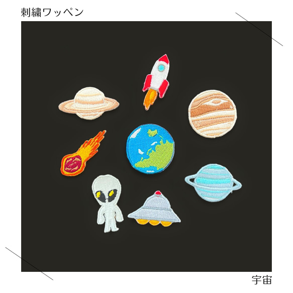 （大）宇宙の刺繍ワッペン　シール 1枚目の画像