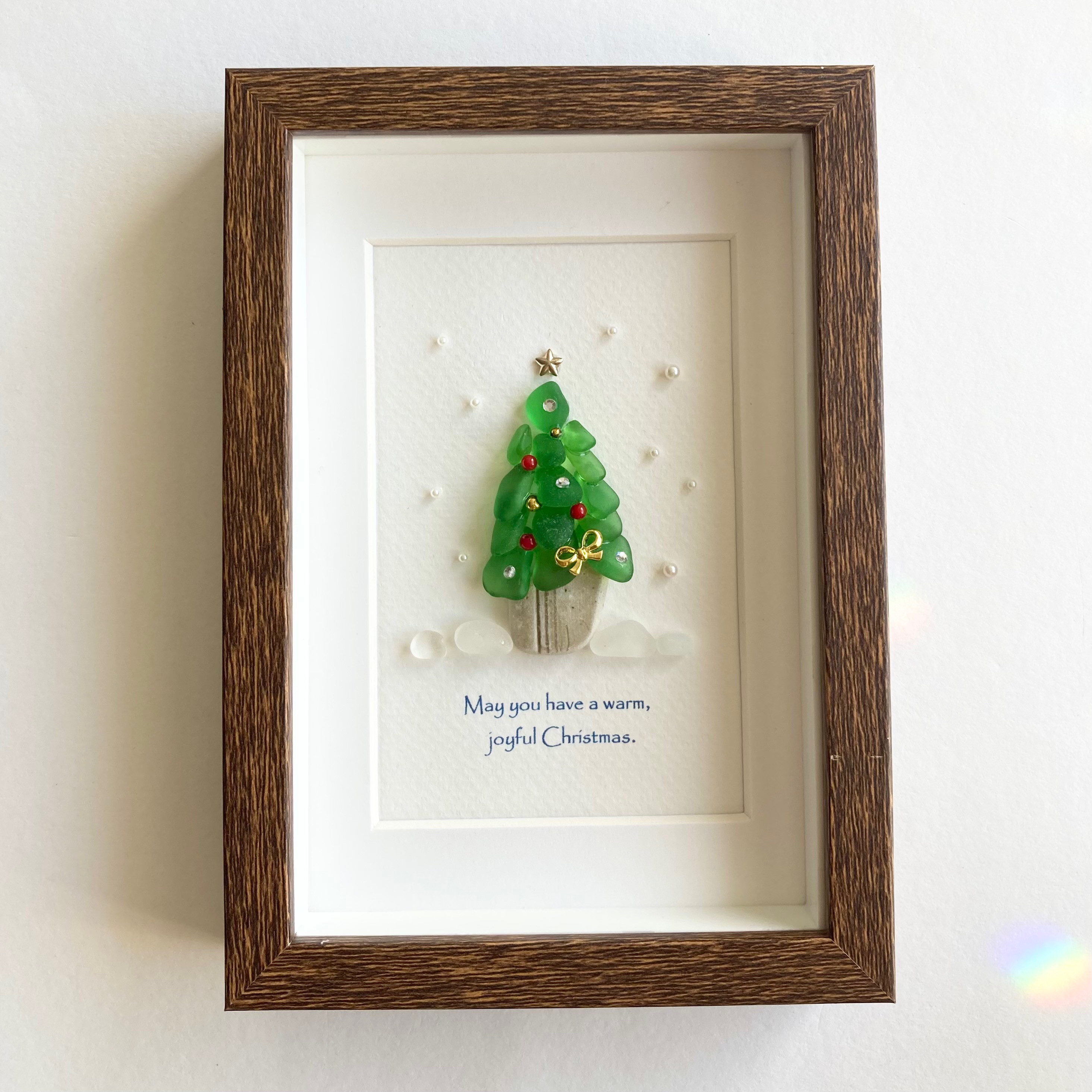 Christmas～ホワイトツリーのしたで.。.:*☆～』 シーグラスアート『