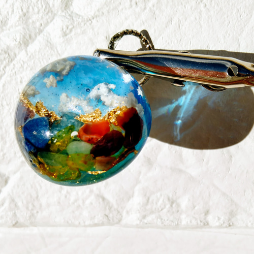 送料無料】空レジン アクセサリー 天然石《青空×七色天然石》&6