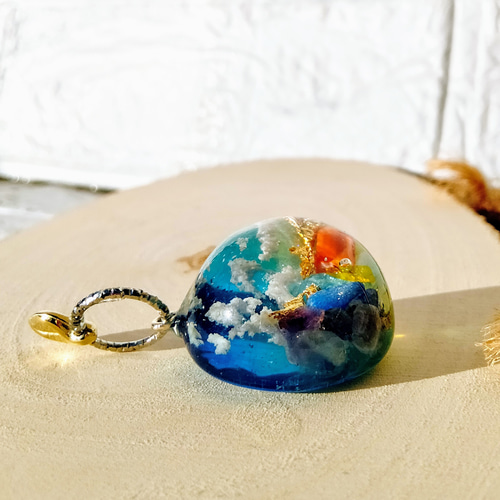 送料無料】空レジン アクセサリー 天然石《青空×七色天然石》&6種より