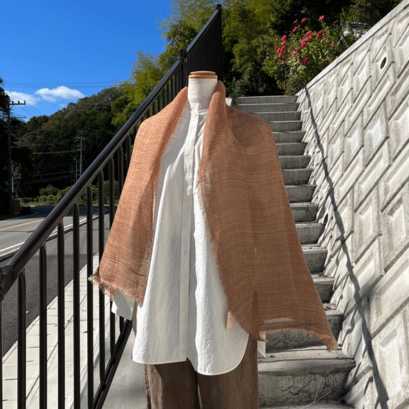 ウール綿柿渋染めレギュラー＆ワイドストール　K23093