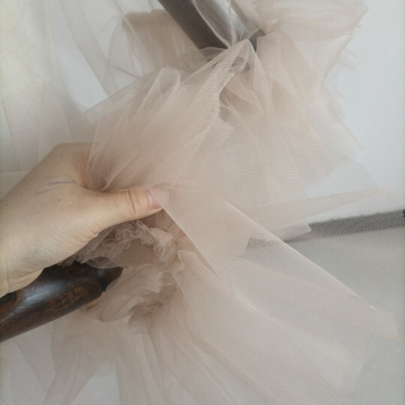 ラッフルモチーフのチュールトップス ベージュボレロ ドレスアレンジ色オーダー可能 