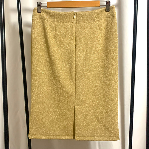 大人ロックスタイル派手スカート】ゴールドグリッターニットのミモレ  