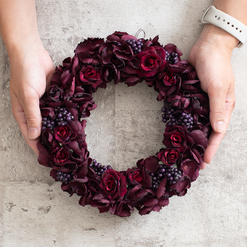 ベルベットレッドローズの華やか豪華特大リース♪♪☆ 【公式通販】