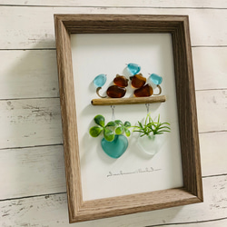 シーグラスアート 猫ちゃんシルエット 癒しの森 インテリア雑貨 壁掛け