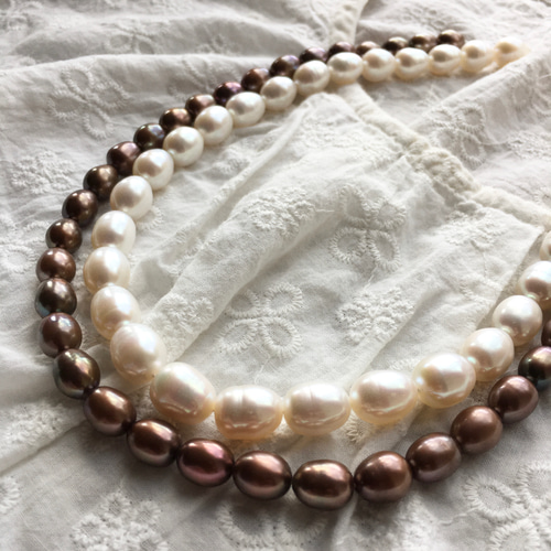 美品 本真珠 福鈺潤 パール ネックレス チョコレートカラー ショコラ