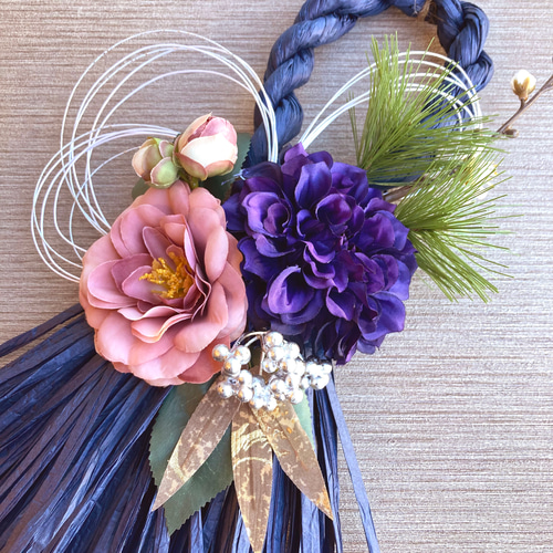 SALE♡パープルダリアのしめ縄リース♡お正月飾り 2025♡メルカリ便発送 SALE♡パープルダリアのしめ縄リース♡お正月飾り 2025
